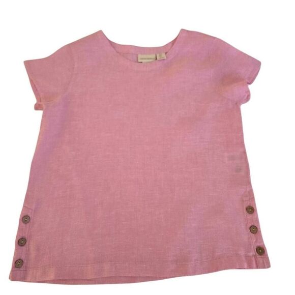 Cynthia Rowley Womens Pink Linen Short Sleeve Blouse Size Small - Picture 5 of 9